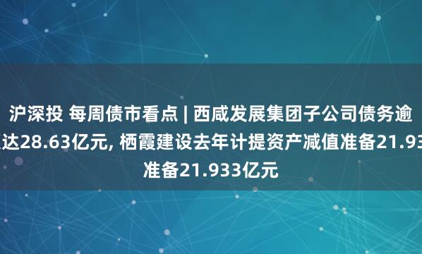 沪深投 每周债市看点 | 西咸发展集团子公司债务逾期金额达28.63亿元, 栖霞建设去年计提资产减值准备21.933亿元