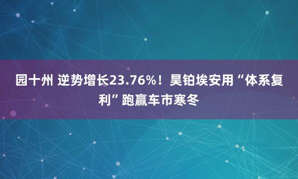 园十州 逆势增长23.76%！昊铂埃安用“体系复利”跑赢车市寒冬